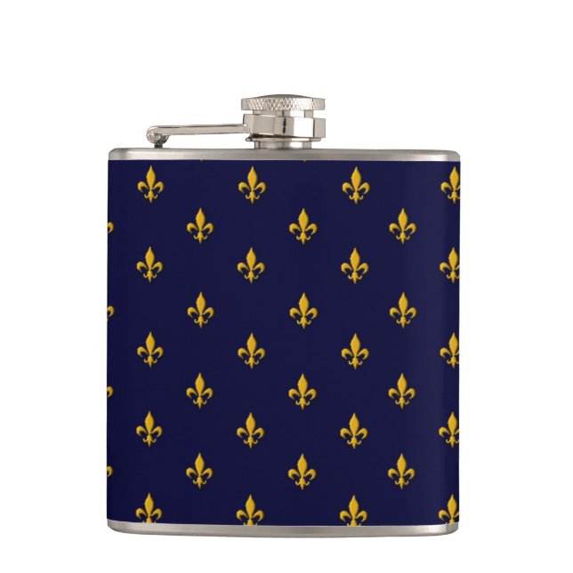 Golden Fleur de Lis on Navy Blue Fickplunta (Framsidan)