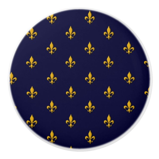 Golden Fleur de Lis on Navy Blue Knopp (Framsidan)