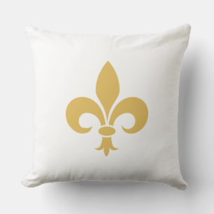 Golden Fleur de Lis on White Kudde