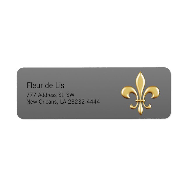 Golden Fleur De Lis Returadress Etikett (Framsidan)