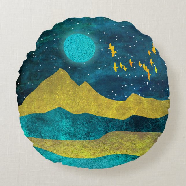 Golden Flock Rund Kudde (Framsidan)