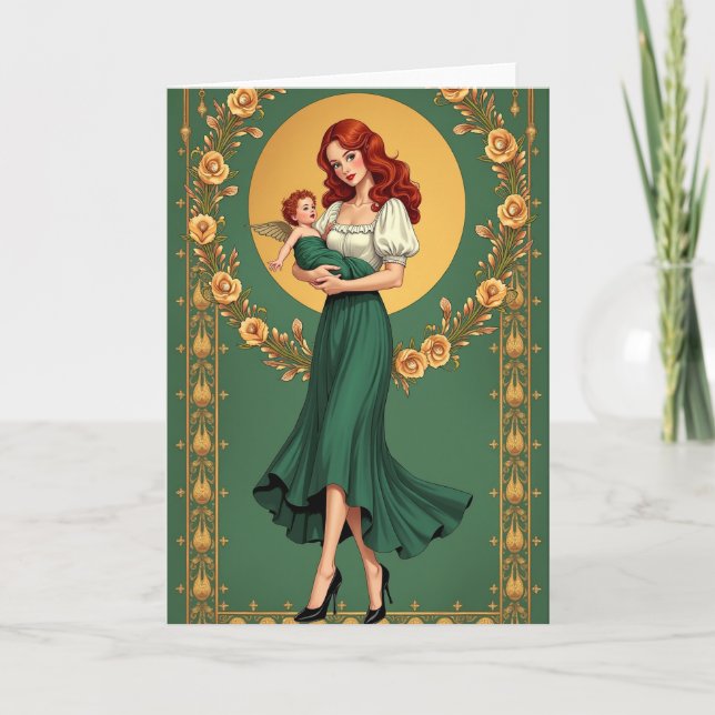 Golden Floral Mother Card Kort (Framsida)