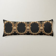 Golden Floral Ornate Body Pillow