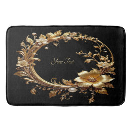 Golden Floral Ornate Frame Bath Mat Badrumsmatta