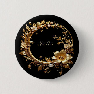 Golden Floral Ornate Frame Button Knapp