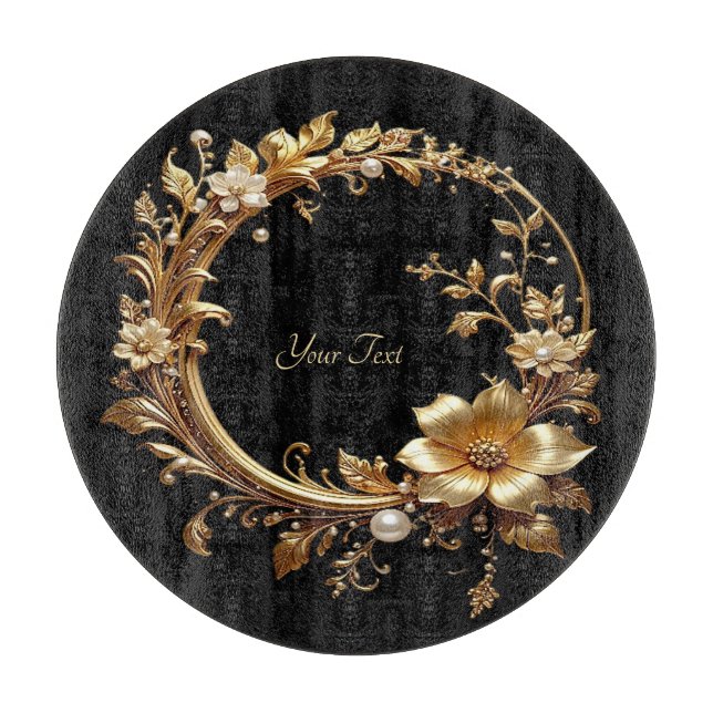 Golden Floral Ornate Frame Cutting Board (Framsidan)