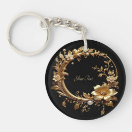 Golden Floral Ornate Frame Keychain