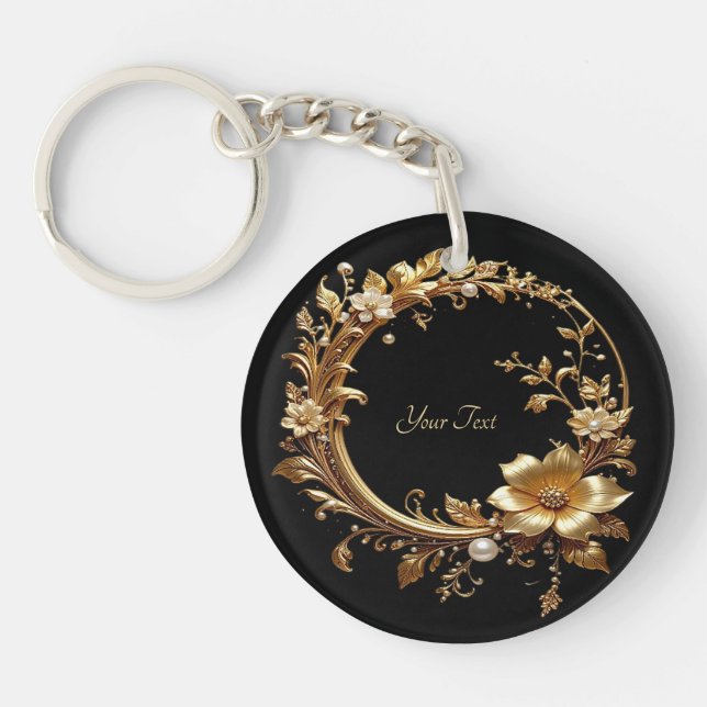 Golden Floral Ornate Frame Keychain (Framsidan)