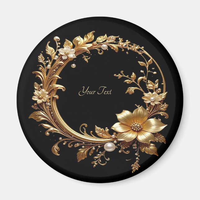 Golden Floral Ornate Frame Magnet (Framsidan)