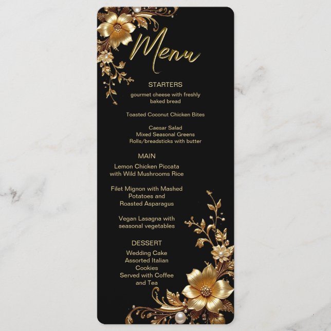 Golden Floral Ornate Frame Menu Meny (Framsida)