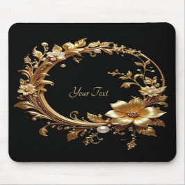 Golden Floral Ornate Frame Mousepad Musmatta