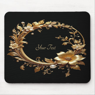 Golden Floral Ornate Frame Mousepad Musmatta
