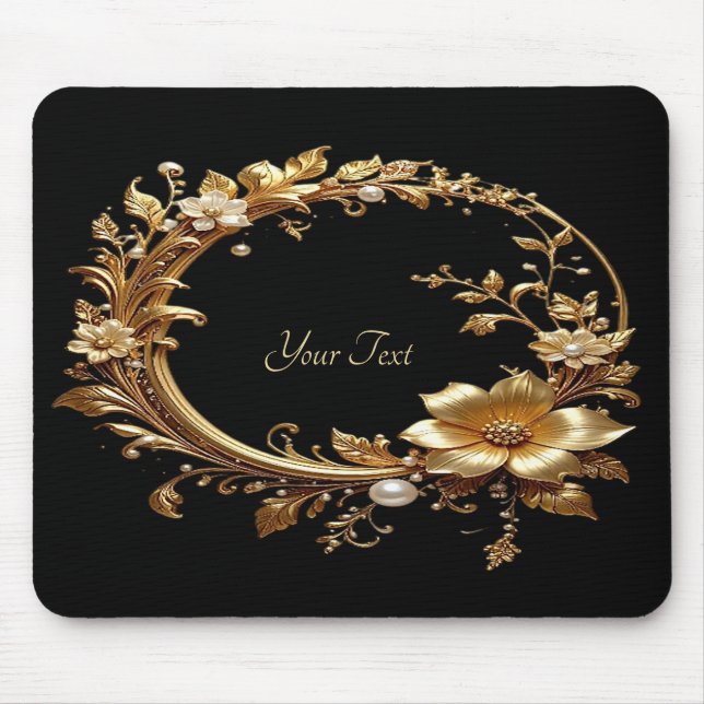 Golden Floral Ornate Frame Mousepad Musmatta (Framsidan)