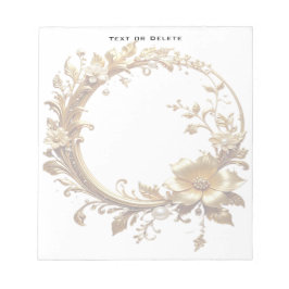 Golden Floral Ornate Frame Notepad Anteckningsblock