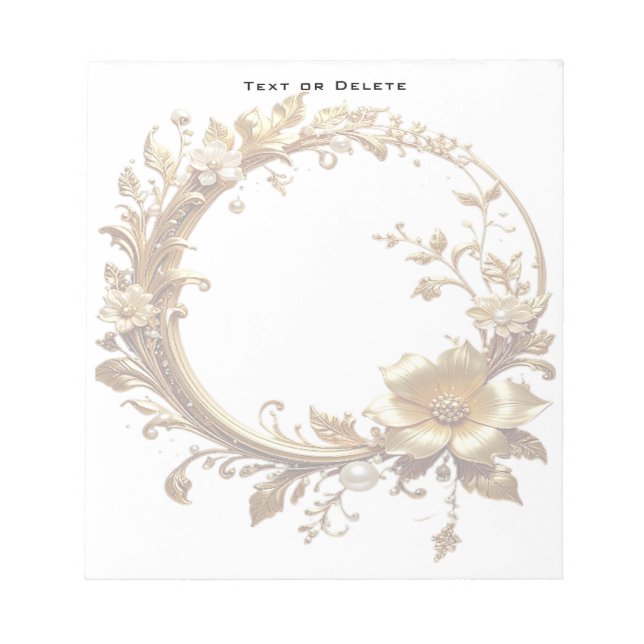 Golden Floral Ornate Frame Notepad Anteckningsblock (Framsida)