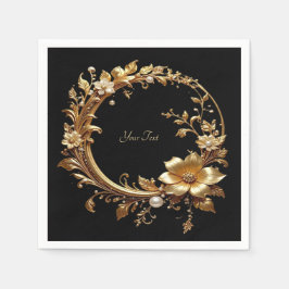 Golden Floral Ornate Frame Pappersservett