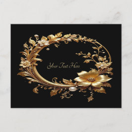 Golden Floral Ornate Frame Postcard Vykort