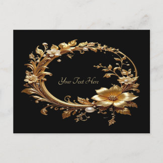 Golden Floral Ornate Frame Postcard Vykort