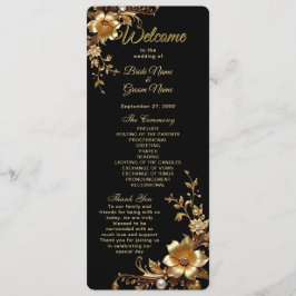 Golden Floral Ornate Frame Wedding Program