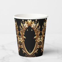 Golden Floral Ornate Paper Cups