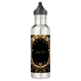 Golden Floral Ornate Water Bottle