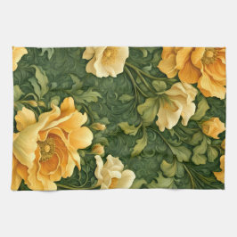 Golden Floral Tapestry Kökshandduk