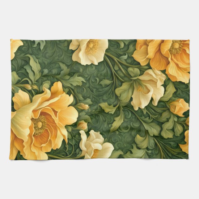 Golden Floral Tapestry Kökshandduk (Horisontell)
