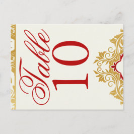 Golden Flourated Bröllop Bordsnummer Postcards