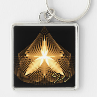 Golden Flourish 1 Keychains Fyrkantig Silverfärgad Nyckelring
