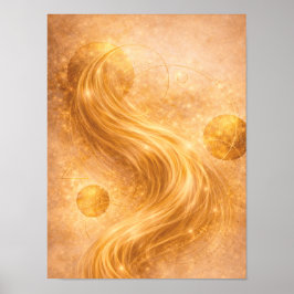 Golden Flow Abstract Wall Art – Luxury Gold Energy Poster