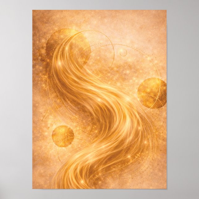 Golden Flow Abstract Wall Art – Luxury Gold Energy Poster (Framsidan)