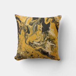 Golden Flow - Acrylic pour tavla som a Kudde