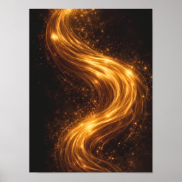 Golden Flow Dark Abstract Wall Art – Luxury Gold  Poster
