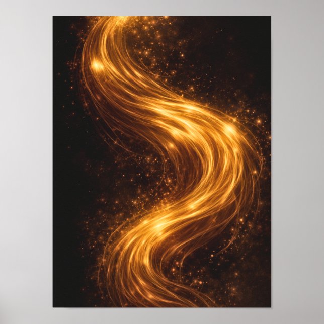 Golden Flow Dark Abstract Wall Art – Luxury Gold  Poster (Framsidan)