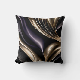 Golden Flow - Luxurious Black and Gold Abstract Kudde