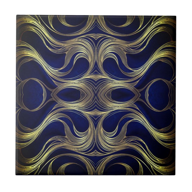 Golden Flow on Deep Blue  Kakelplatta (Framsidan)