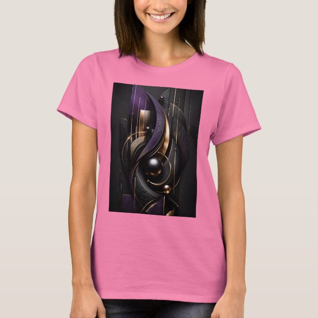 Golden Flow | Ultra 3D Abstrakt Komposition T Shirt (Framsida)