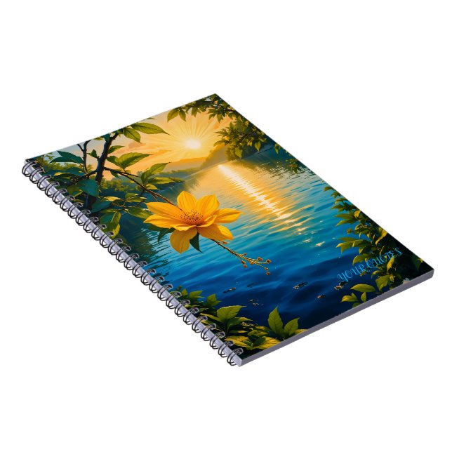 Golden Flower at Sunset – Impressionist Nature Art Anteckningsbok (Högra Sidan)