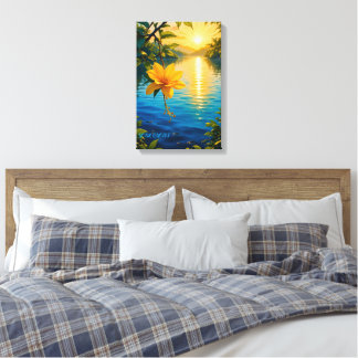 Golden Flower at Sunset – Impressionist Nature Art Canvastryck