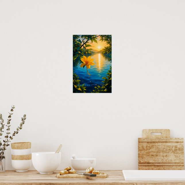 Golden Flower at Sunset – Impressionist Nature Art Poster (Kök)