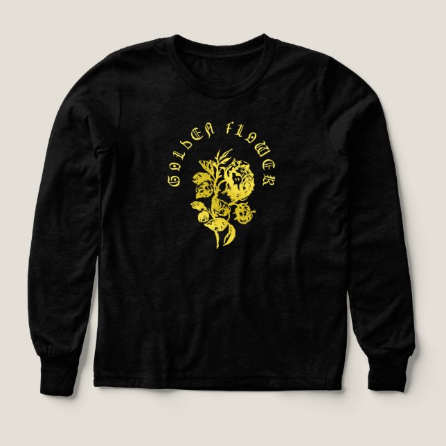 Golden Flower – Embroidered-Style Luxury Design T Shirt (Design framsida)