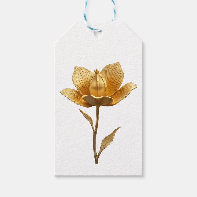 Golden Flower Gift Tag Presentetikett (Framsidan)