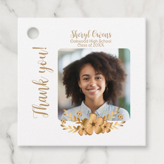 Golden Flower High School College Graduation Gåvor Etiketter (Framsida)