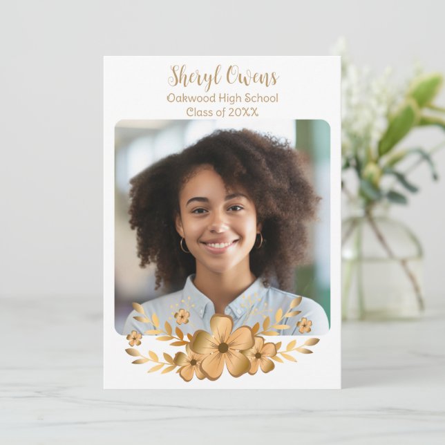 Golden Flower High School College Graduation Inbjudningar (Stående Fram)