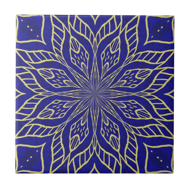 Golden Flower Mandala Kakelplatta (Framsidan)