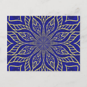 Golden Flower Mandala Vykort