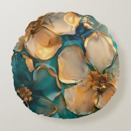 Golden Flower Rund Kudde