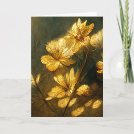 Golden Flowers i Sunshine Greeting Card Kort