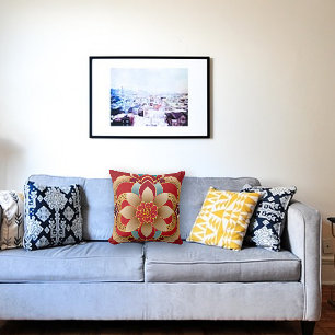 Golden Flowers kinesiska nyår Dekorativ kudde