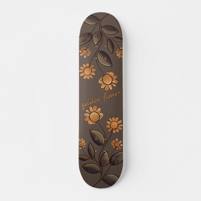 Golden Flowers Mini Skateboard Bräda 18,5 Cm (Framsida)